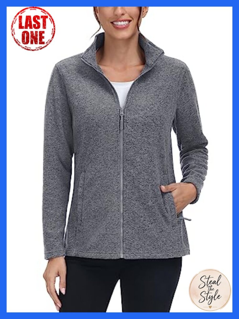 Women's Lightweight Fleece Zip Up Jacket Warm Sweater with Pockets